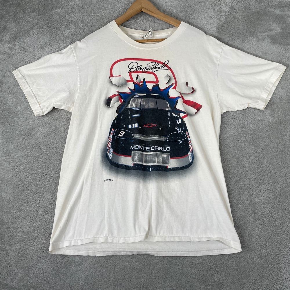 Vintage Dale Earnhardt Shirt Mens XL White Nutmeg Mills Breakthrough NASCAR 90s